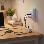 Multi Plug Outlet Extender, 6 Outlet Surge Outlet Protector with 3 USB Charger(3.2A Total),Wall Outlet Plug Electrical Outlet with 6 Ambient RGB Light , Plug Extender for Home,Office,Dorm,Hotel