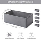 6 Packs Dresser Drawer Organizers for Clothing,Woven-Fabric Baby Clothes Organizer and Storage in Bedroom-Closet & Drawer Organization-1 Large Cell